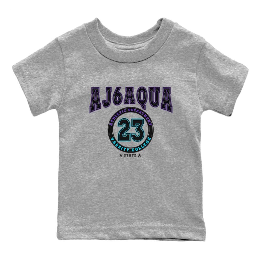 AJ6 Aqua shirt to match jordans Varsity sneaker release tees Air Jordan 6 Aqua SNRT Sneaker Tees Baby Toddler Heather Grey 2 T-Shirt
