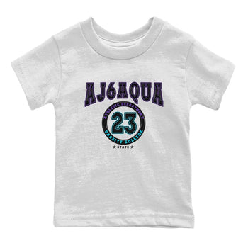 AJ6 Aqua shirt to match jordans Varsity sneaker release tees Air Jordan 6 Aqua SNRT Sneaker Tees Baby Toddler White 2 T-Shirt