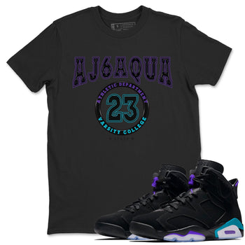 AJ6 Aqua shirt to match jordans Varsity sneaker release tees Air Jordan 6 Aqua SNRT Sneaker Tees Unisex Streetwear Clothing Black 1 T-Shirt