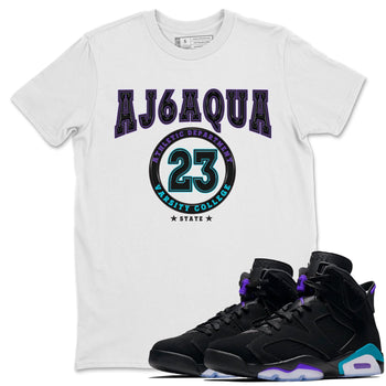 AJ6 Aqua shirt to match jordans Varsity sneaker release tees Air Jordan 6 Aqua SNRT Sneaker Tees Unisex Streetwear Clothing White 1 T-Shirt