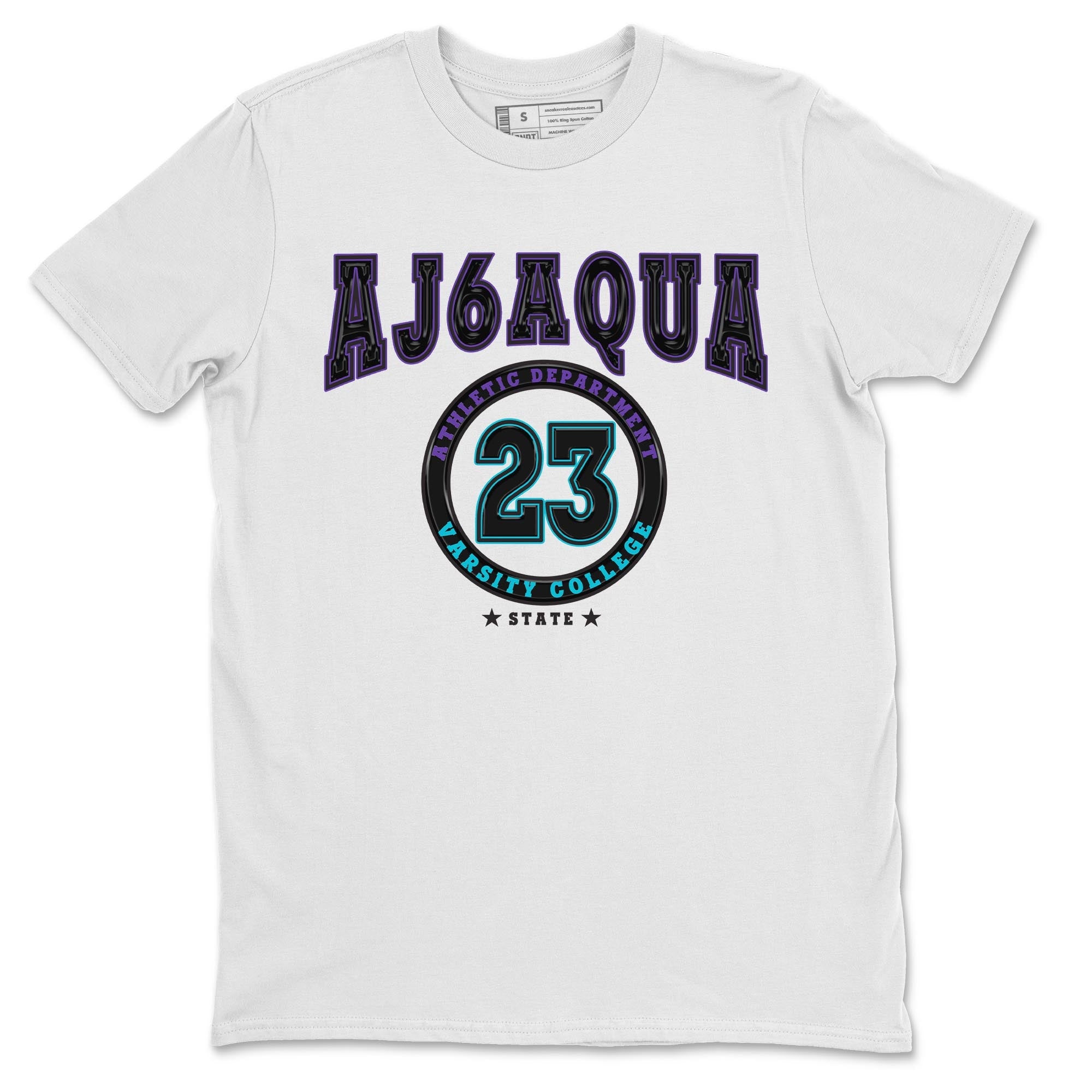 AJ6 Aqua shirt to match jordans Varsity sneaker release tees Air Jordan 6 Aqua SNRT Sneaker Tees Unisex Streetwear Clothing White 2 T-Shirt