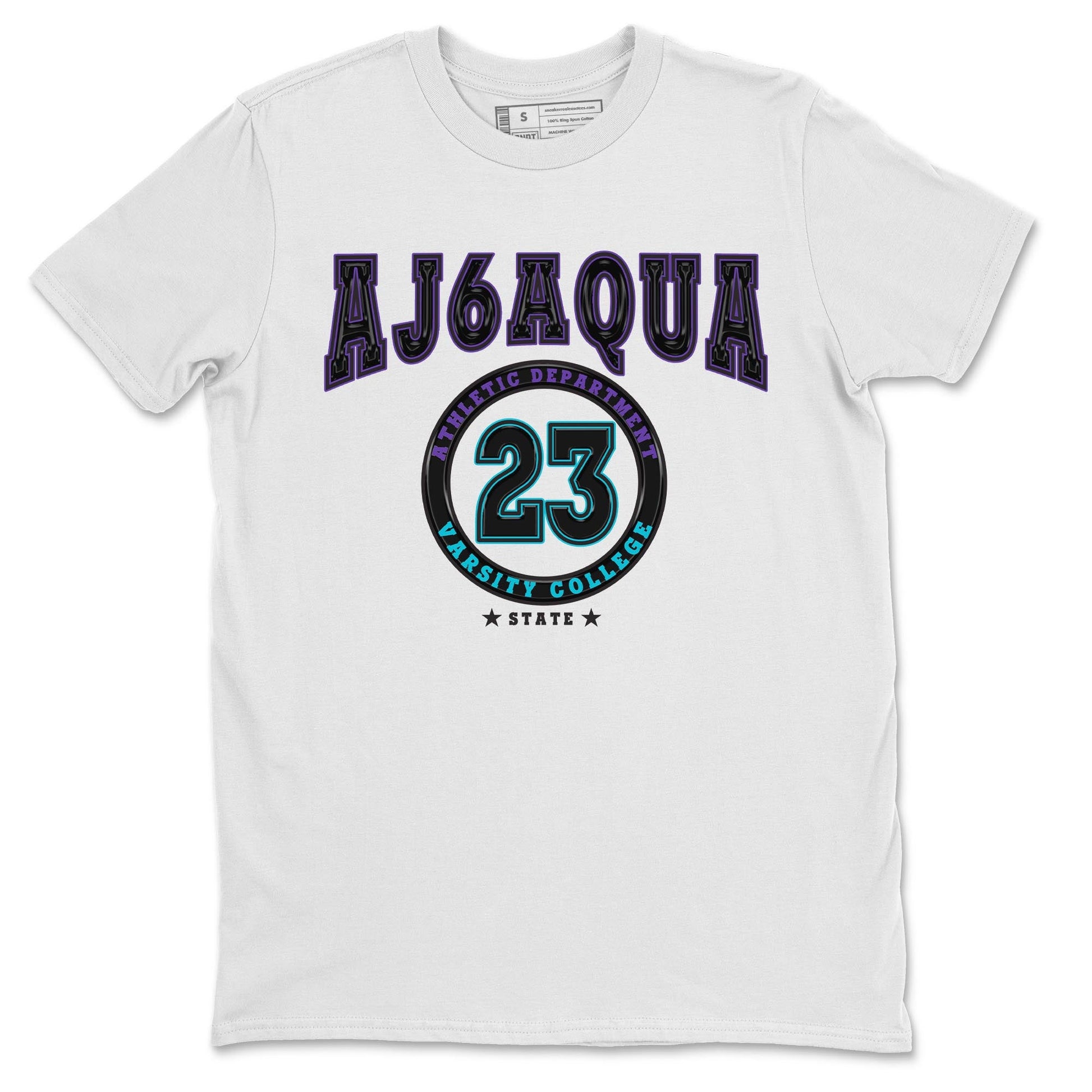 AJ6 Aqua shirt to match jordans Varsity sneaker release tees Air Jordan 6 Aqua SNRT Sneaker Tees Unisex Streetwear Clothing White 2 T-Shirt