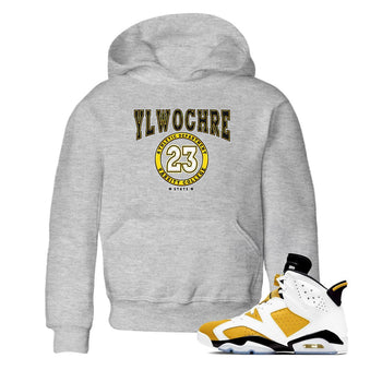Varsity sneaker match tees to Yellow Ochre 6s street fashion brand for shirts to match Jordans SNRT Sneaker Tees Air Jordan 6 Yellow Ochre unisex t-shirt Heather Grey 1 youth shirt