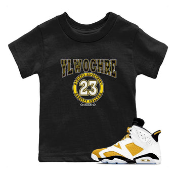 Varsity sneaker match tees to Yellow Ochre 6s street fashion brand for shirts to match Jordans SNRT Sneaker Tees Air Jordan 6 Yellow Ochre unisex t-shirt Black 1 youth shirt