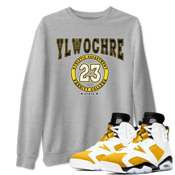 Varsity sneaker match tees to Yellow Ochre 6s street fashion brand for shirts to match Jordans SNRT Sneaker Tees Air Jordan 6 Yellow Ochre unisex t-shirt Heather Grey 1 unisex shirt