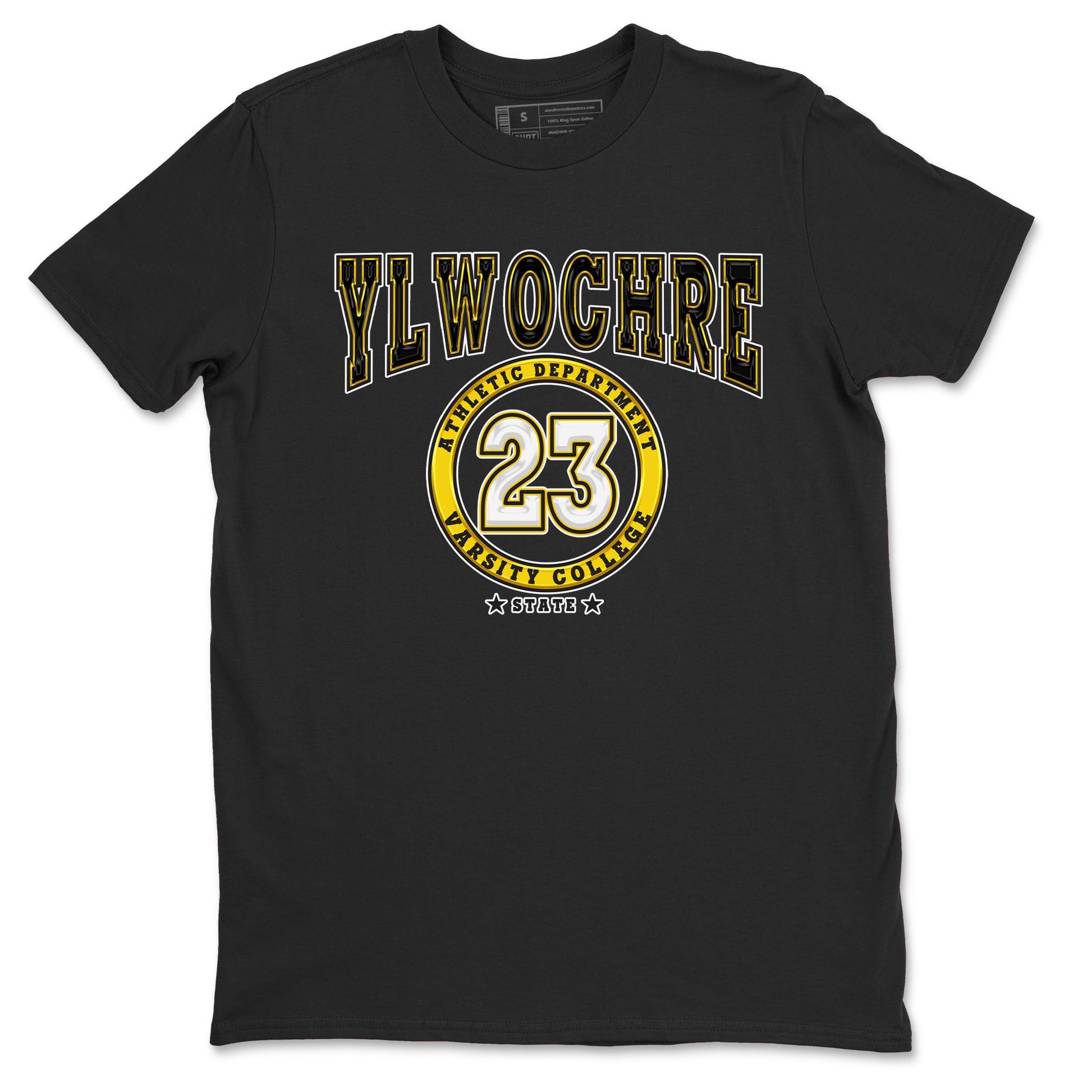 Varsity sneaker match tees to Yellow Ochre 6s street fashion brand for shirts to match Jordans SNRT Sneaker Tees Air Jordan 6 Yellow Ochre unisex t-shirt Black 2 unisex shirt