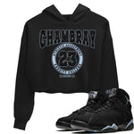 Air Jordan 7 Chambray shirt to match jordans Varsity sneaker tees AJ7 Chambray SNRT Sneaker Release Tees Black 1 Crop T-Shirt
