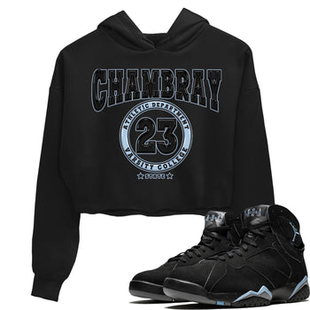 Air Jordan 7 Chambray shirt to match jordans Varsity sneaker tees AJ7 Chambray SNRT Sneaker Release Tees Black 1 Crop T-Shirt