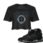 Air Jordan 7 Chambray shirt to match jordans Varsity sneaker tees AJ7 Chambray SNRT Sneaker Release Tees Black 1 Crop T-Shirt