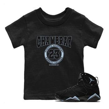 Air Jordan 7 Chambray shirt to match jordans Varsity sneaker tees AJ7 Chambray SNRT Sneaker Release Tees Baby Toddler Black 1 T-Shirt