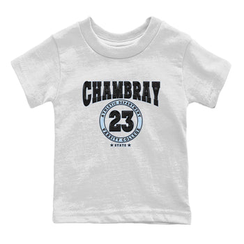 Air Jordan 7 Chambray shirt to match jordans Varsity sneaker tees AJ7 Chambray SNRT Sneaker Release Tees Baby Toddler White 2 T-Shirt