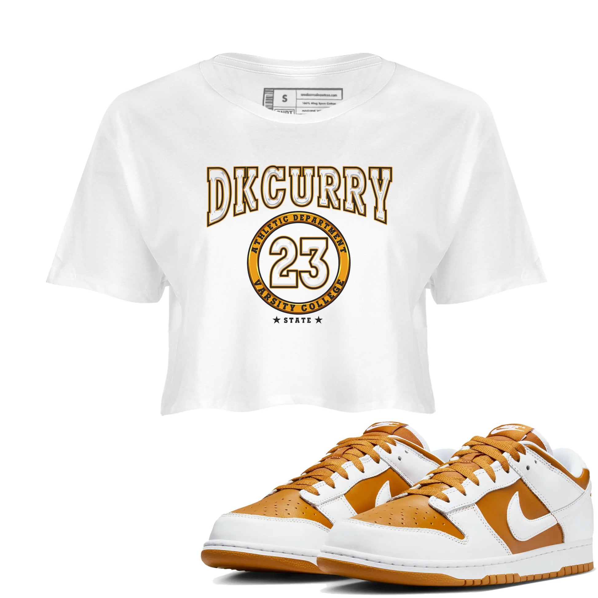 Varsity sneaker match tees to Dark Curry Reverse Curry street fashion brand for shirts to match Jordans SNRT Sneaker Tees Dunk Dark Curry unisex t-shirt White 1 crop shirt
