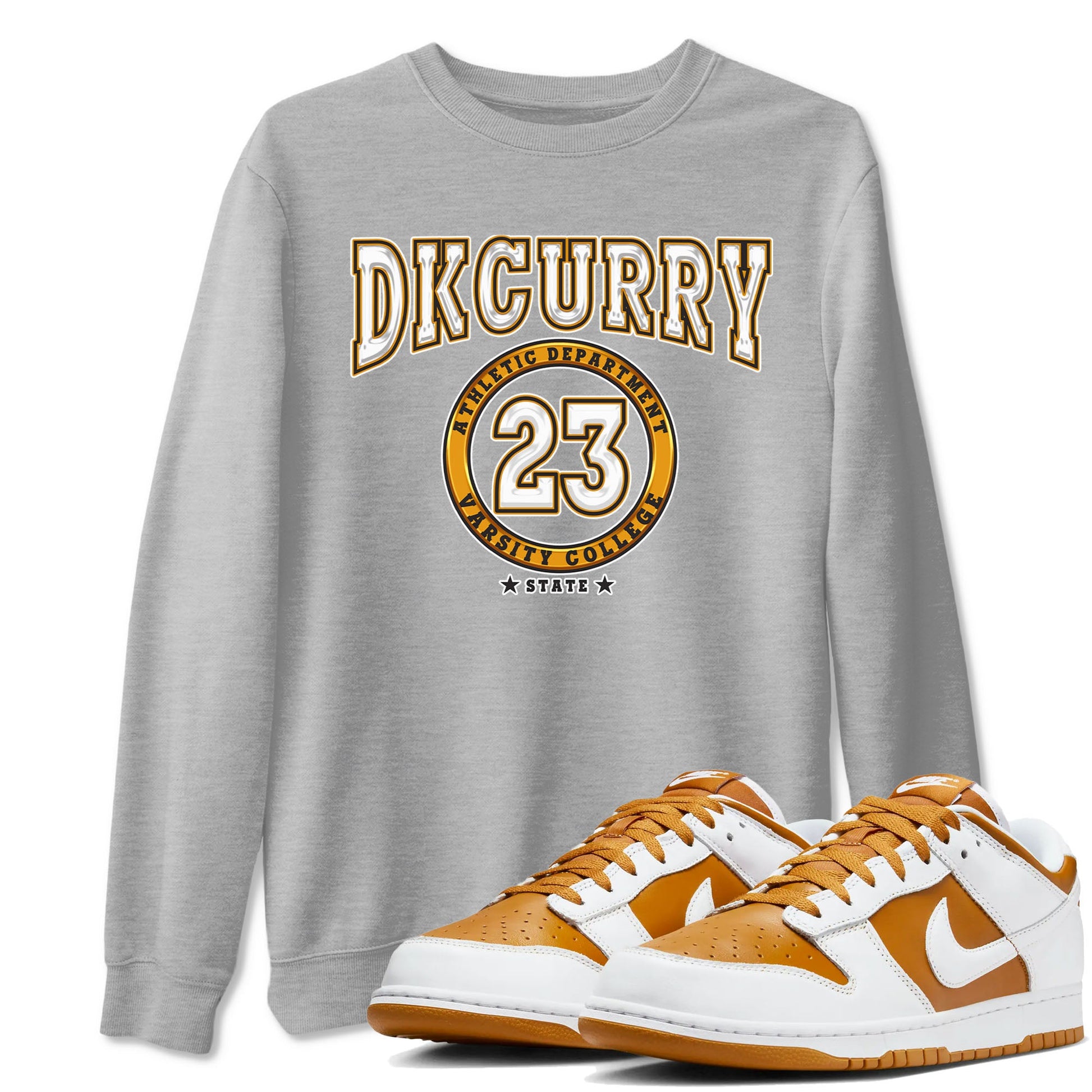 Varsity sneaker match tees to Dark Curry Reverse Curry street fashion brand for shirts to match Jordans SNRT Sneaker Tees Dunk Dark Curry unisex t-shirt Heather Grey 1 unisex shirt