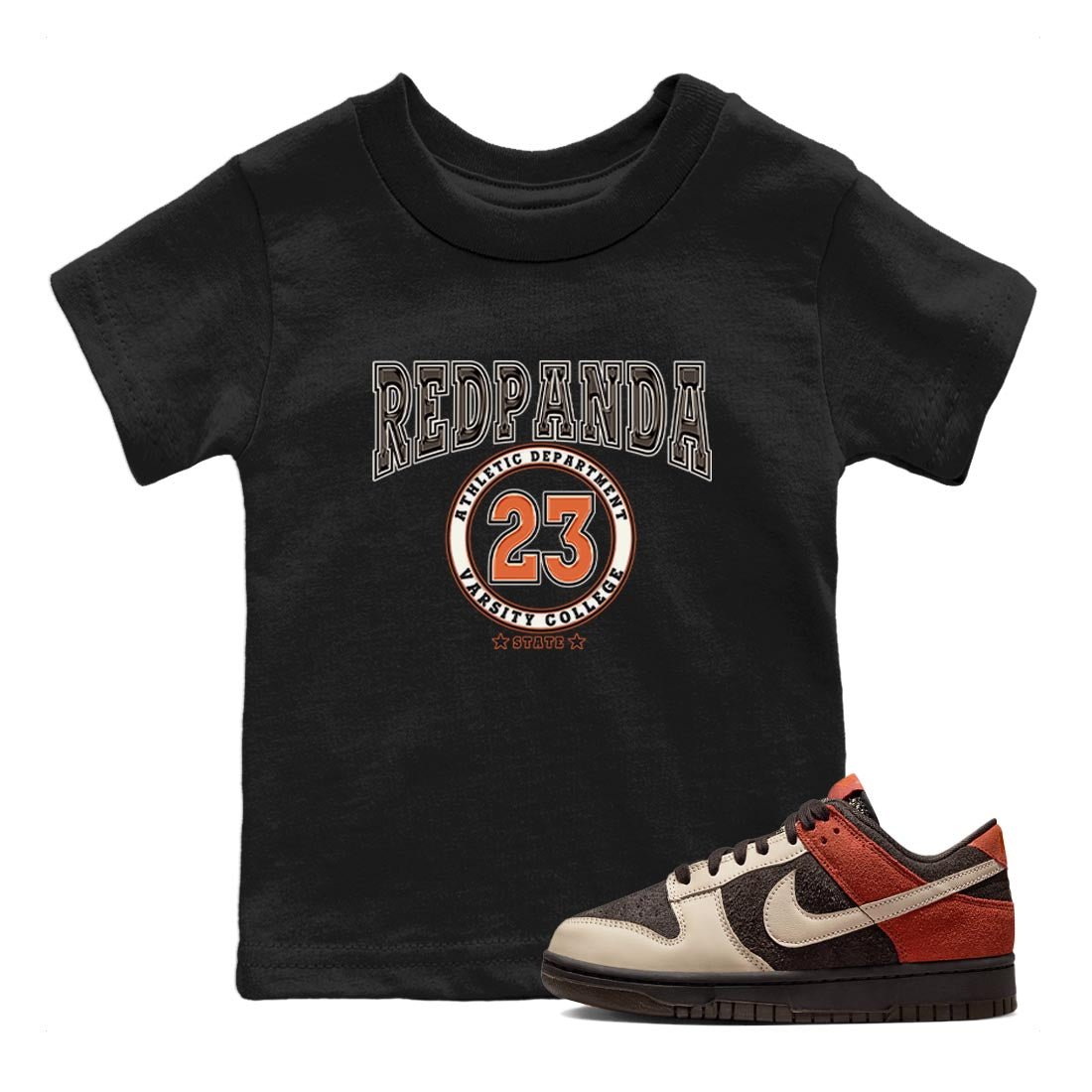Nike Low Dunk Red Panda shirt to match jordans Varsity sneaker tees Nike Dunk Red Panda SNRT Sneaker Tees Baby Toddler Black 1 T-Shirt