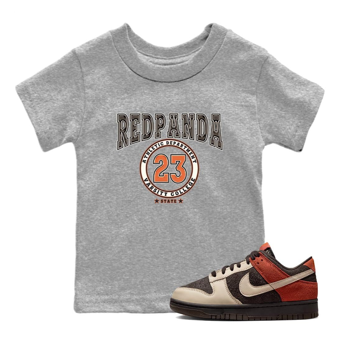 Nike Low Dunk Red Panda shirt to match jordans Varsity sneaker tees Nike Dunk Red Panda SNRT Sneaker Tees Baby Toddler Heather Grey 1 T-Shirt