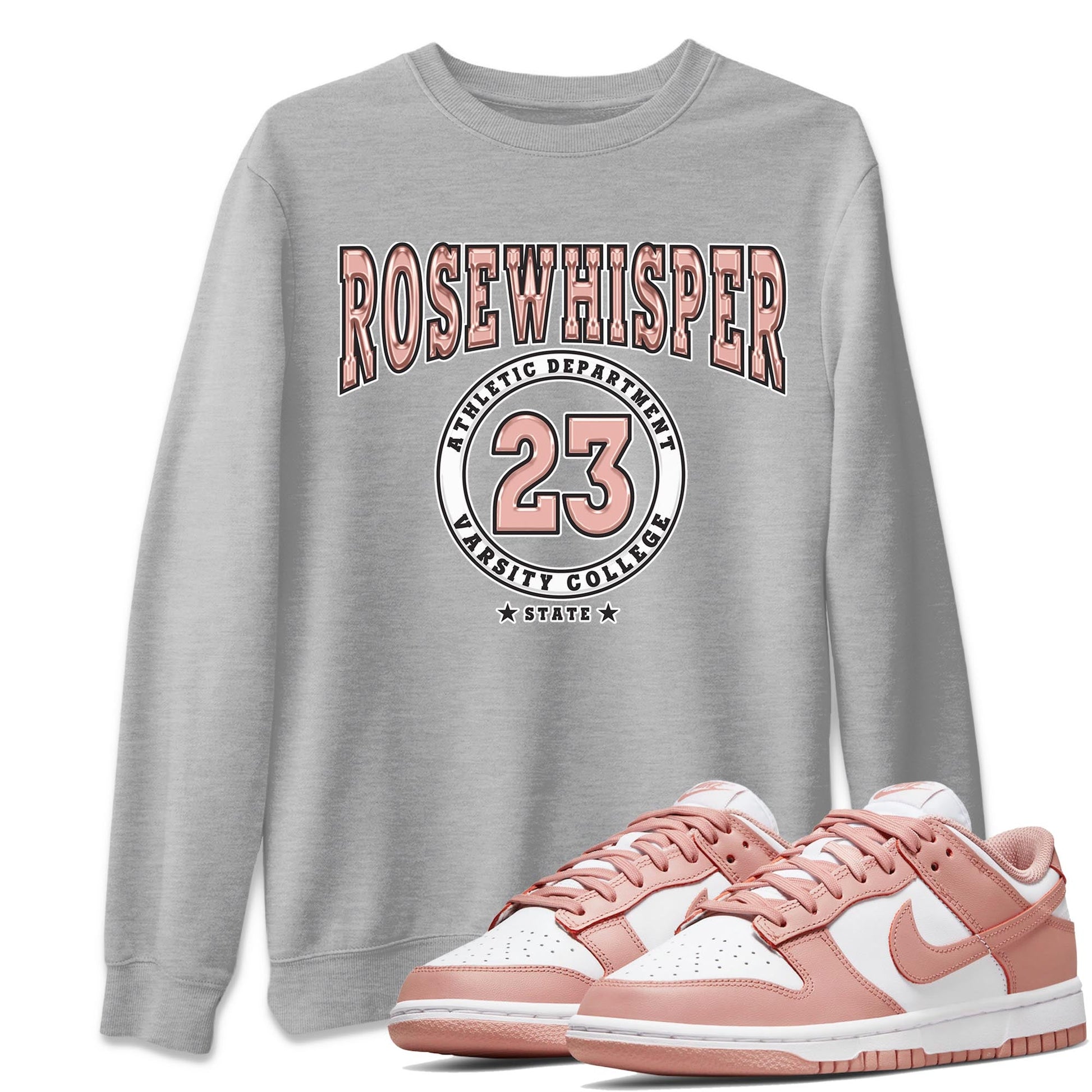 Nike Dunks Low Rose Whisper shirt to match jordans Varsity sneaker tees Nike Dunk Rose Whisper SNRT Sneaker Release Tees Unisex Heather Grey 1 T-Shirt