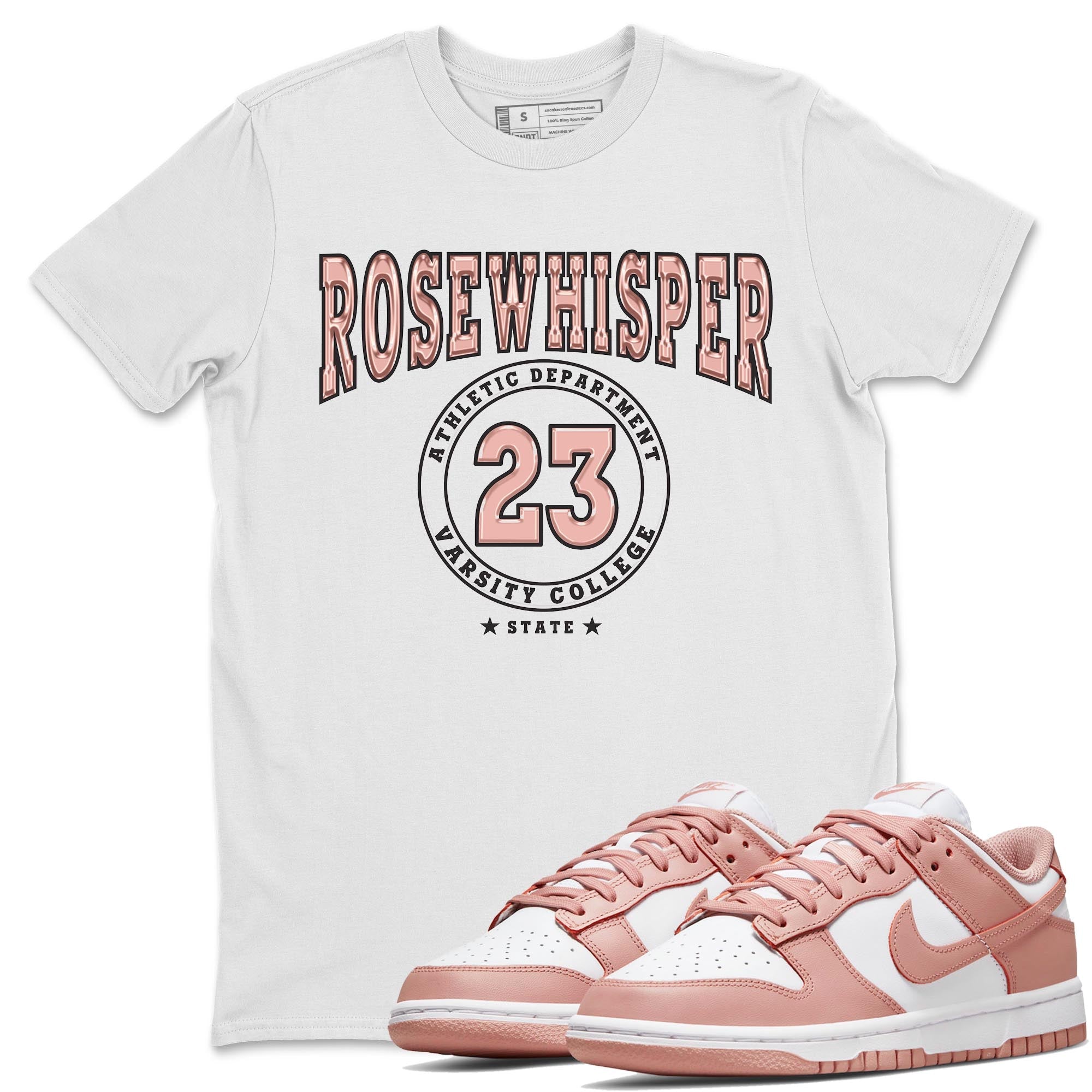 Nike Dunks Low Rose Whisper shirt to match jordans Varsity sneaker tees Nike Dunk Rose Whisper SNRT Sneaker Release Tees Unisex White 1 T-Shirt