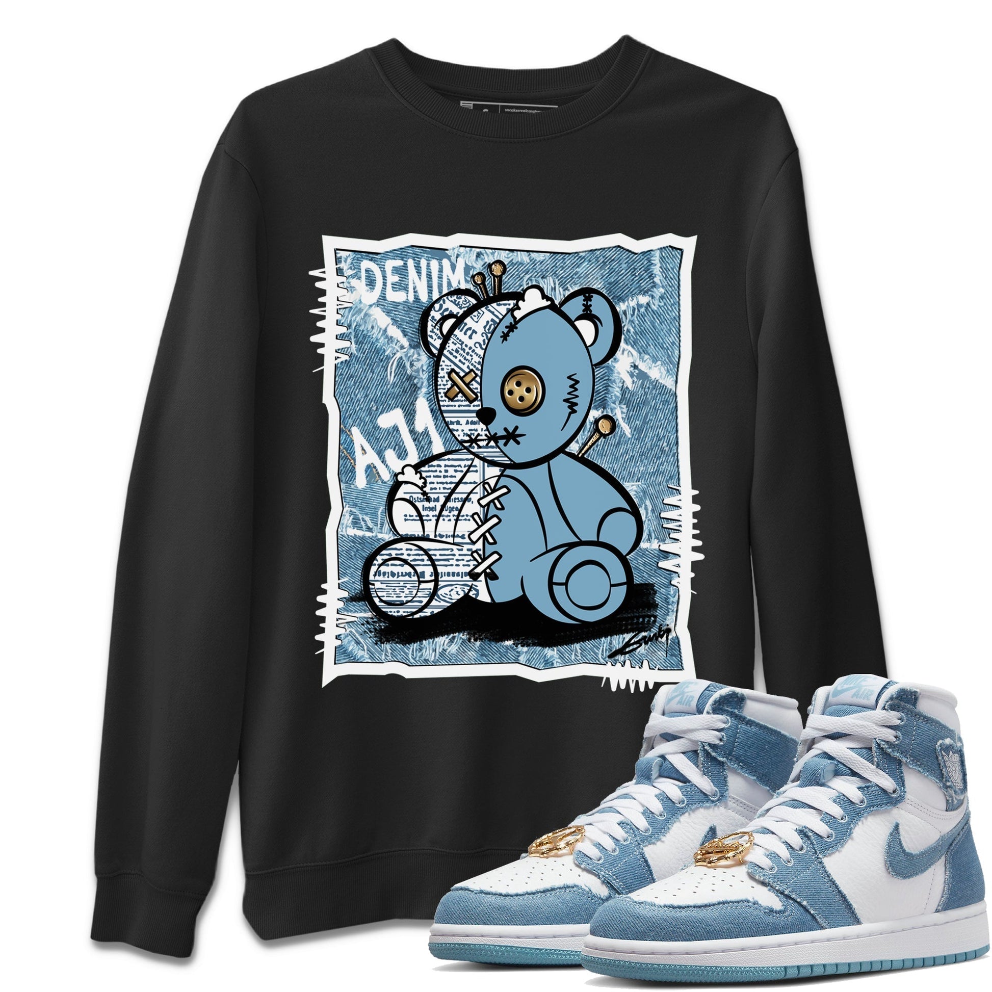 Jordan 1 Denim Sneaker Match Tees Vintage Bear Sneaker Tees Jordan 1 Denim Sneaker Release Tees Unisex Shirts