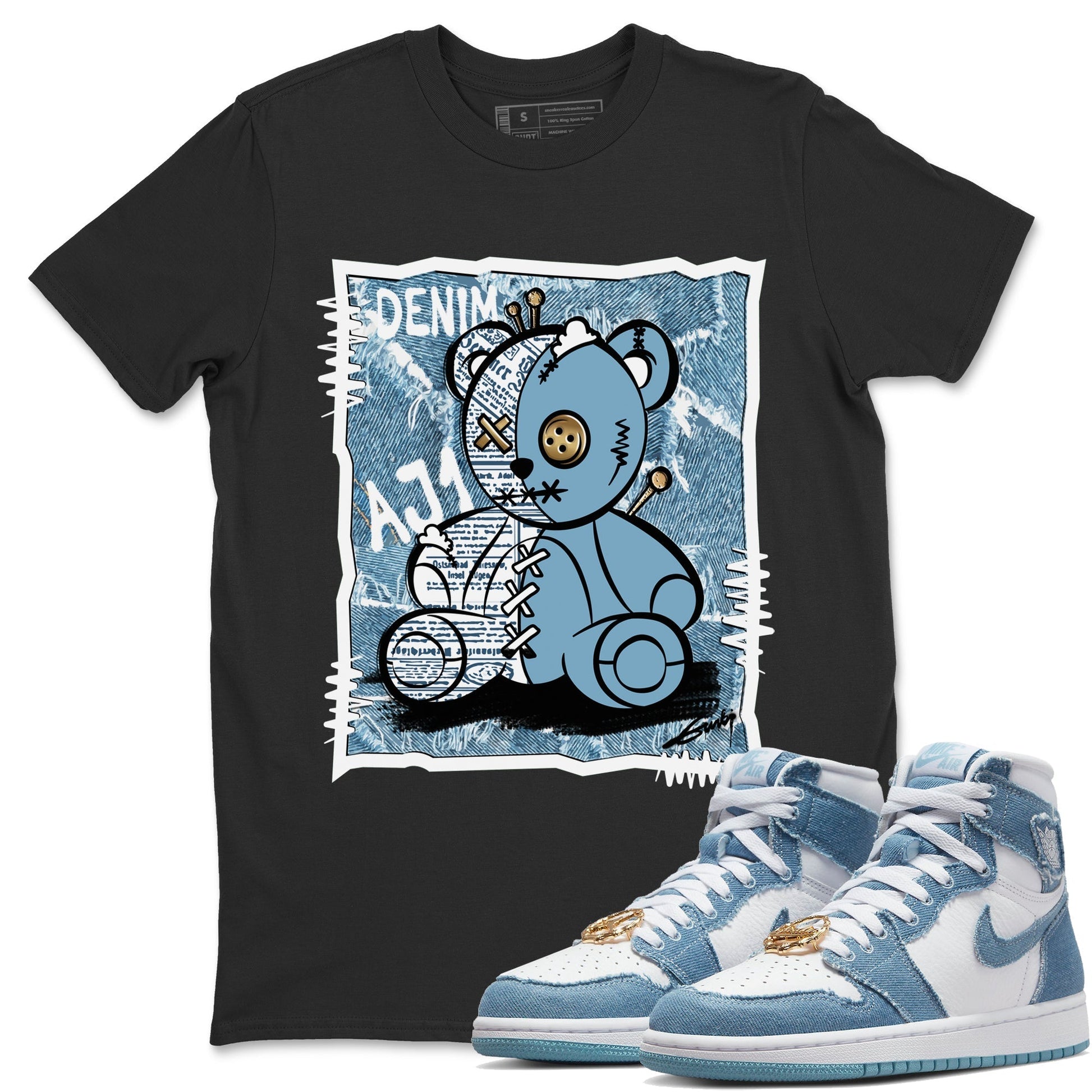 Jordan 1 Denim Sneaker Match Tees Vintage Bear Sneaker Tees Jordan 1 Denim Sneaker Release Tees Unisex Shirts