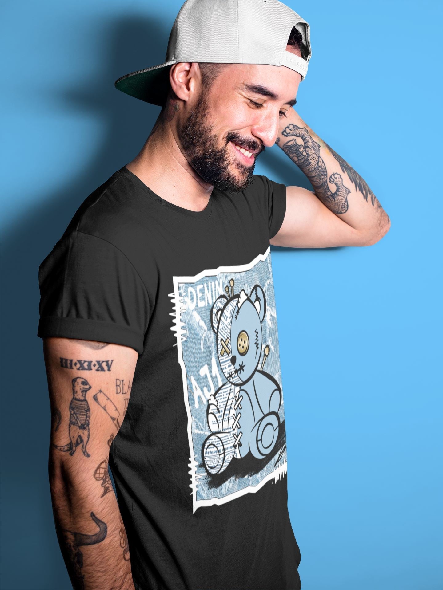 Jordan 1 Denim Sneaker Match Tees Vintage Bear Sneaker Tees Jordan 1 Denim Sneaker Release Tees Unisex Shirts
