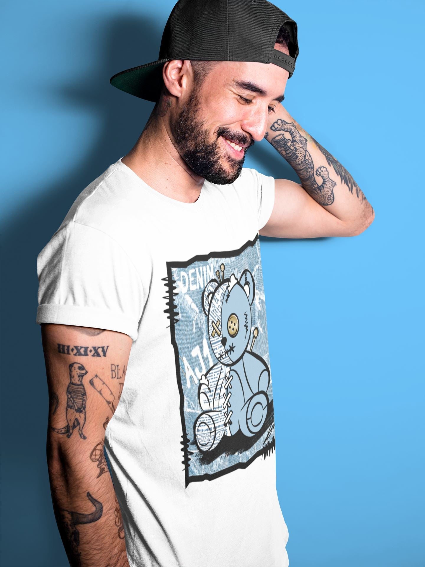 Jordan 1 Denim Sneaker Match Tees Vintage Bear Sneaker Tees Jordan 1 Denim Sneaker Release Tees Unisex Shirts