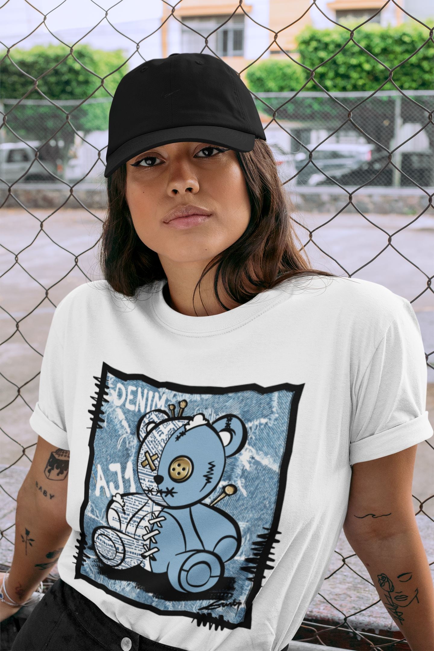 Jordan 1 Denim Sneaker Match Tees Vintage Bear Sneaker Tees Jordan 1 Denim Sneaker Release Tees Unisex Shirts
