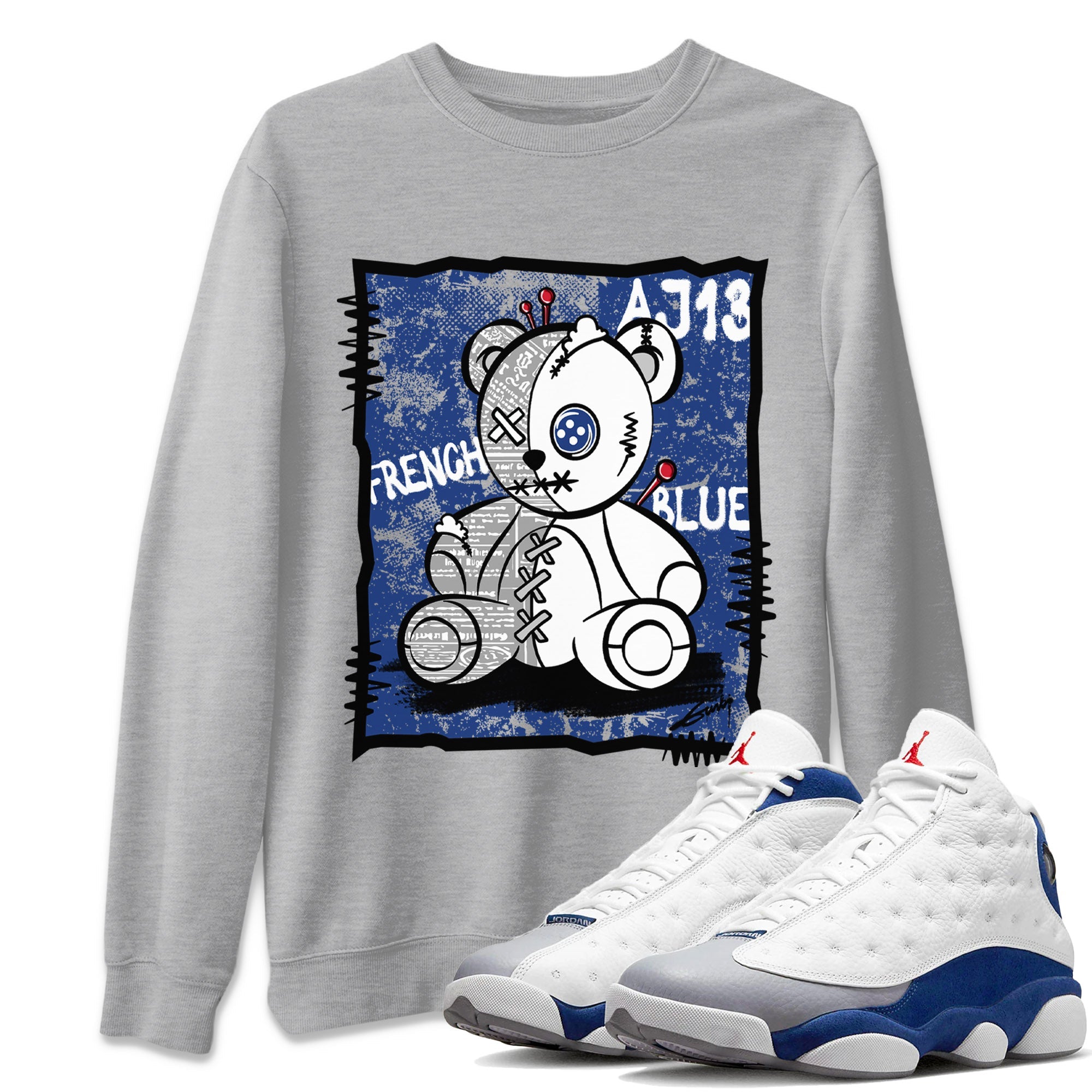 Jordan 13 French Blue Sneaker Match Tees Vintage Bear Sneaker Tees Jordan 13 French Blue Sneaker Release Tees Unisex Shirts