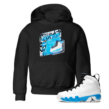 9s Powder Blue shirt to match jordans Vintage Packaging sneaker tees Air Jordan 9 Powder Blue SNRT sneaker release tees baby toddler Black 1 cotton Shirt