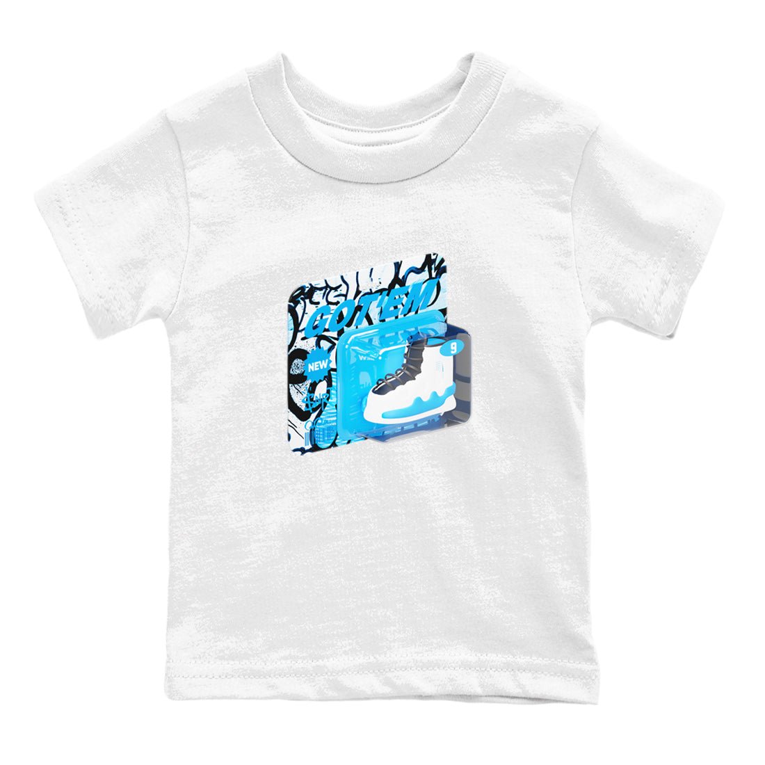 9s Powder Blue shirt to match jordans Vintage Packaging sneaker tees Air Jordan 9 Powder Blue SNRT sneaker release tees baby toddler White 2 cotton Shirt