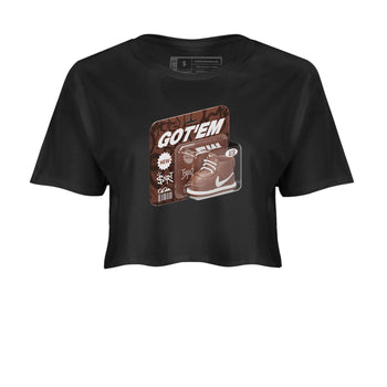 Air Force Low Chocolate shirt to match jordans Vintage Toy Packaging sneaker tees chocolate Nike Air Force Low Chocolate SNRT Sneaker Release Tees Black 2 Crop T-Shirt