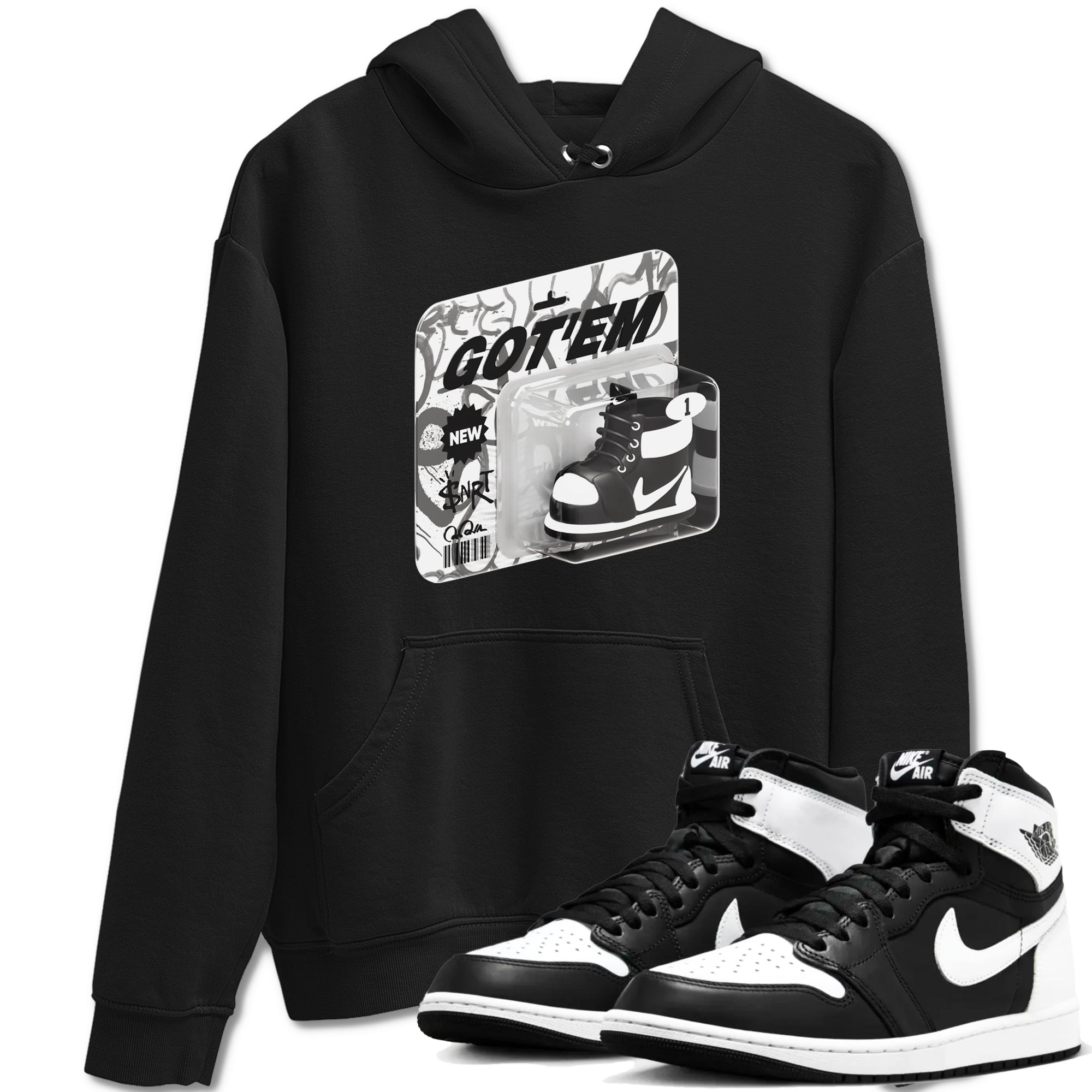 1s Black White shirt to match jordans Vintage Toy Packaging sneaker tees Air Jordan 1 High OG Black White SNRT Sneaker Release Tees unisex cotton Black 1 crew neck shirt