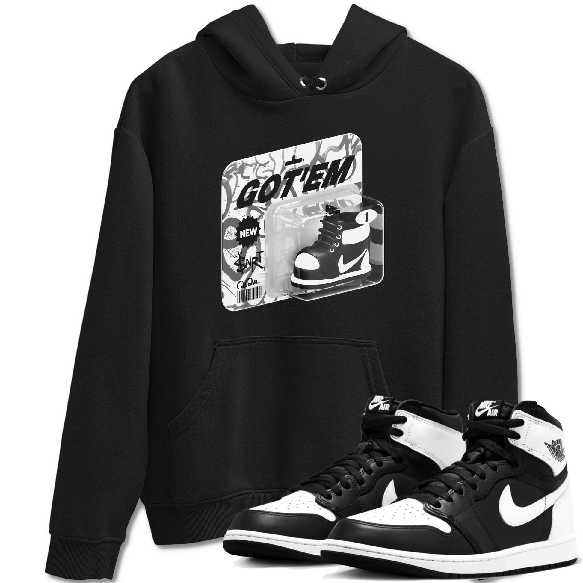 1s Black White shirt to match jordans Vintage Toy Packaging sneaker tees Air Jordan 1 High OG Black White SNRT Sneaker Release Tees unisex cotton Black 1 crew neck shirt