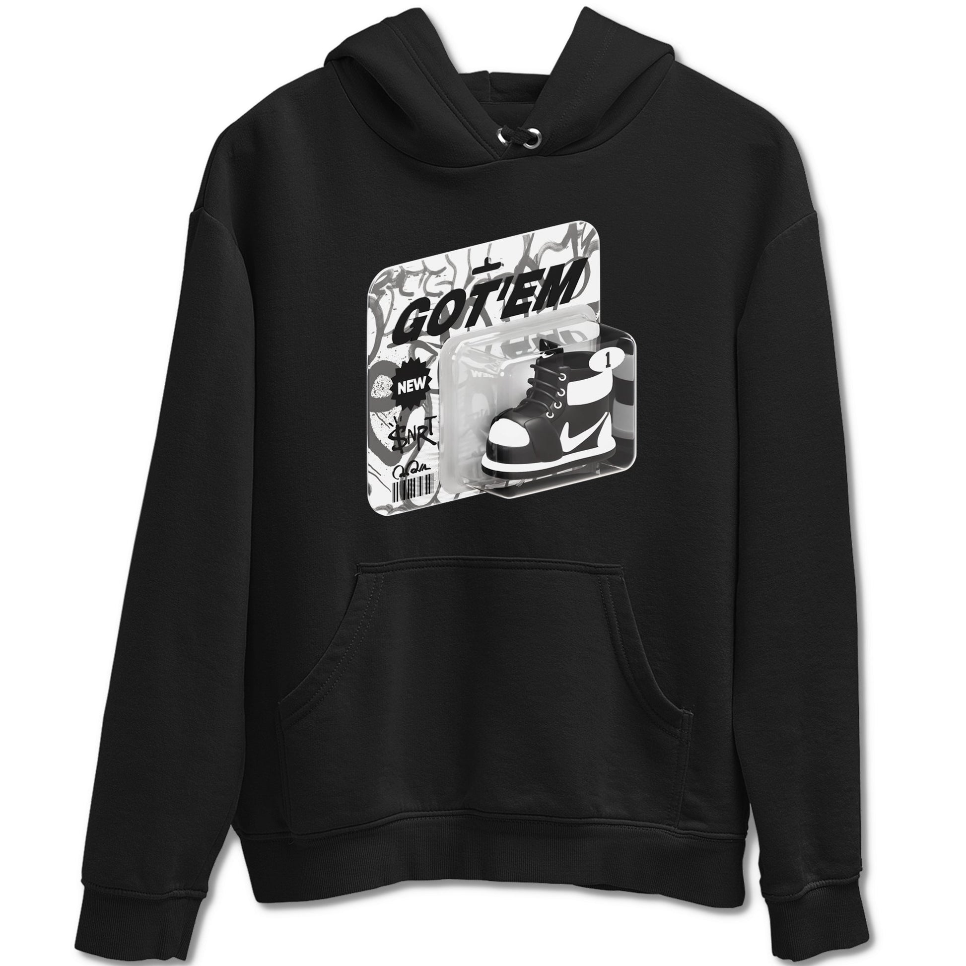 1s Black White shirt to match jordans Vintage Toy Packaging sneaker tees Air Jordan 1 High OG Black White SNRT Sneaker Release Tees unisex cotton Black 2 crew neck shirt