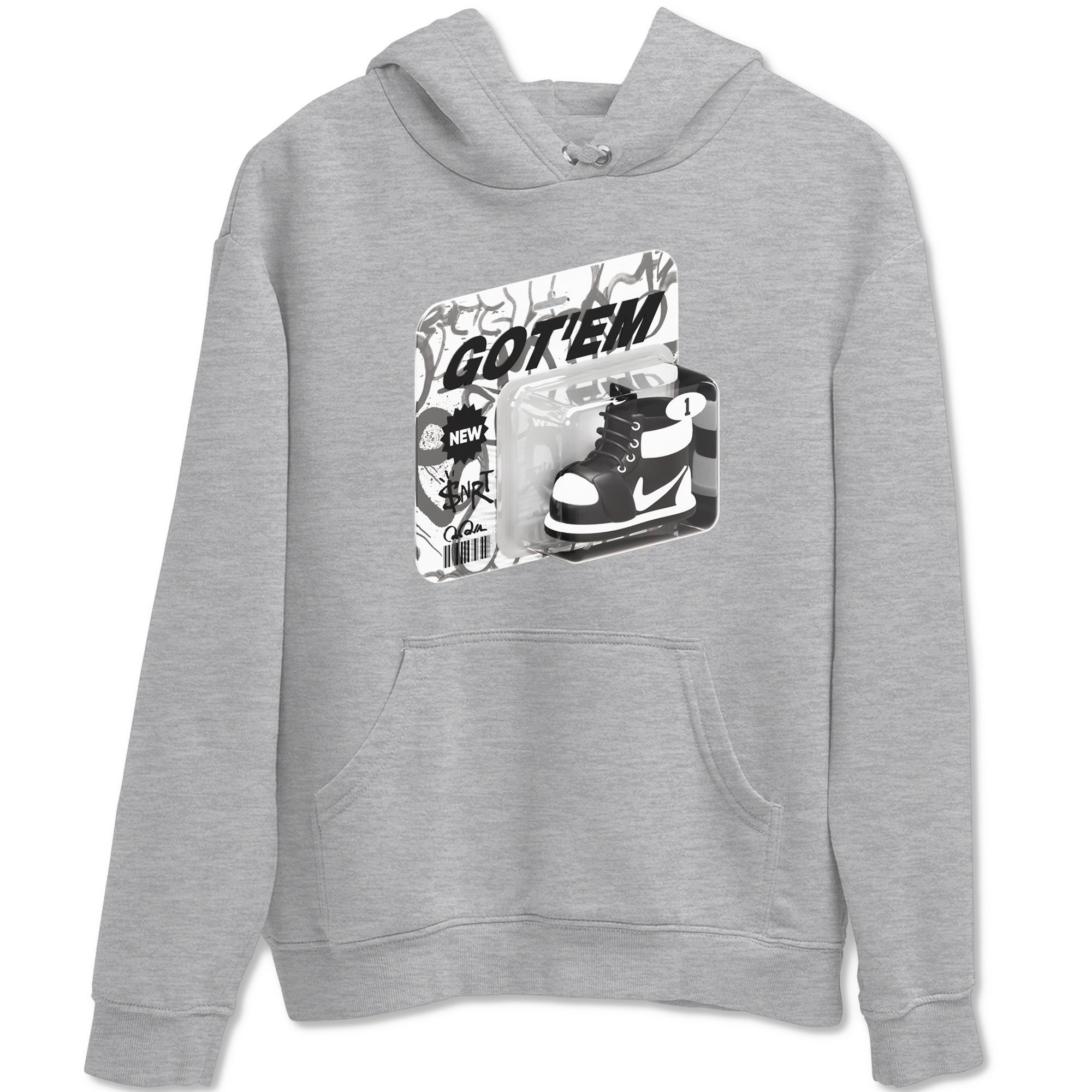 1s Black White shirt to match jordans Vintage Toy Packaging sneaker tees Air Jordan 1 High OG Black White SNRT Sneaker Release Tees unisex cotton Heather Grey 2 crew neck shirt