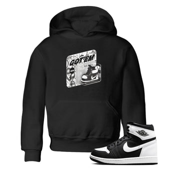 1s Black White shirt to match jordans Vintage Toy Packaging sneaker tees Air Jordan 1 High OG Black White SNRT sneaker release tees baby toddler Black 1 cotton Shirt