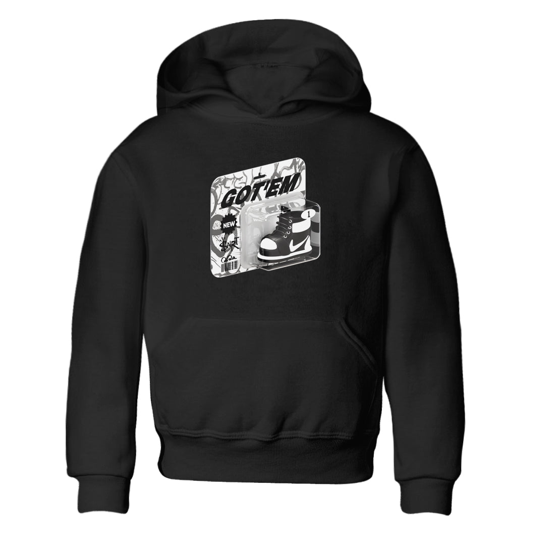 1s Black White shirt to match jordans Vintage Toy Packaging sneaker tees Air Jordan 1 High OG Black White SNRT sneaker release tees baby toddler Black 2 cotton Shirt
