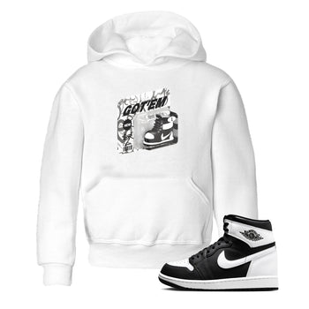 1s Black White shirt to match jordans Vintage Toy Packaging sneaker tees Air Jordan 1 High OG Black White SNRT sneaker release tees baby toddler White 1 cotton Shirt