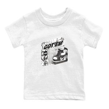 1s Black White shirt to match jordans Vintage Toy Packaging sneaker tees Air Jordan 1 High OG Black White SNRT sneaker release tees baby toddler White 2 cotton Shirt