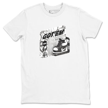 1s Black White shirt to match jordans Vintage Toy Packaging sneaker tees Air Jordan 1 High OG Black White SNRT Sneaker Release Tees unisex cotton White 2 crew neck shirt
