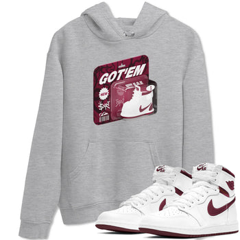1s Metallic Burgundy shirt to match jordans Vintage Toy Packaging sneaker tees AJ1 Metallic Burgundy SNRT Sneaker Release Tees Unisex Heather Grey 1 T-Shirt