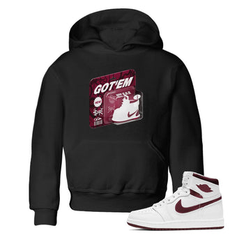 1s Metallic Burgundy shirt to match jordans Vintage Toy Packaging sneaker tees AJ1 Metallic Burgundy SNRT Sneaker Release Tees Baby Toddler Black 1 T-Shirt