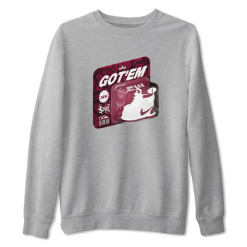 1s Metallic Burgundy shirt to match jordans Vintage Toy Packaging sneaker tees AJ1 Metallic Burgundy SNRT Sneaker Release Tees Unisex Heather Grey 2 T-Shirt