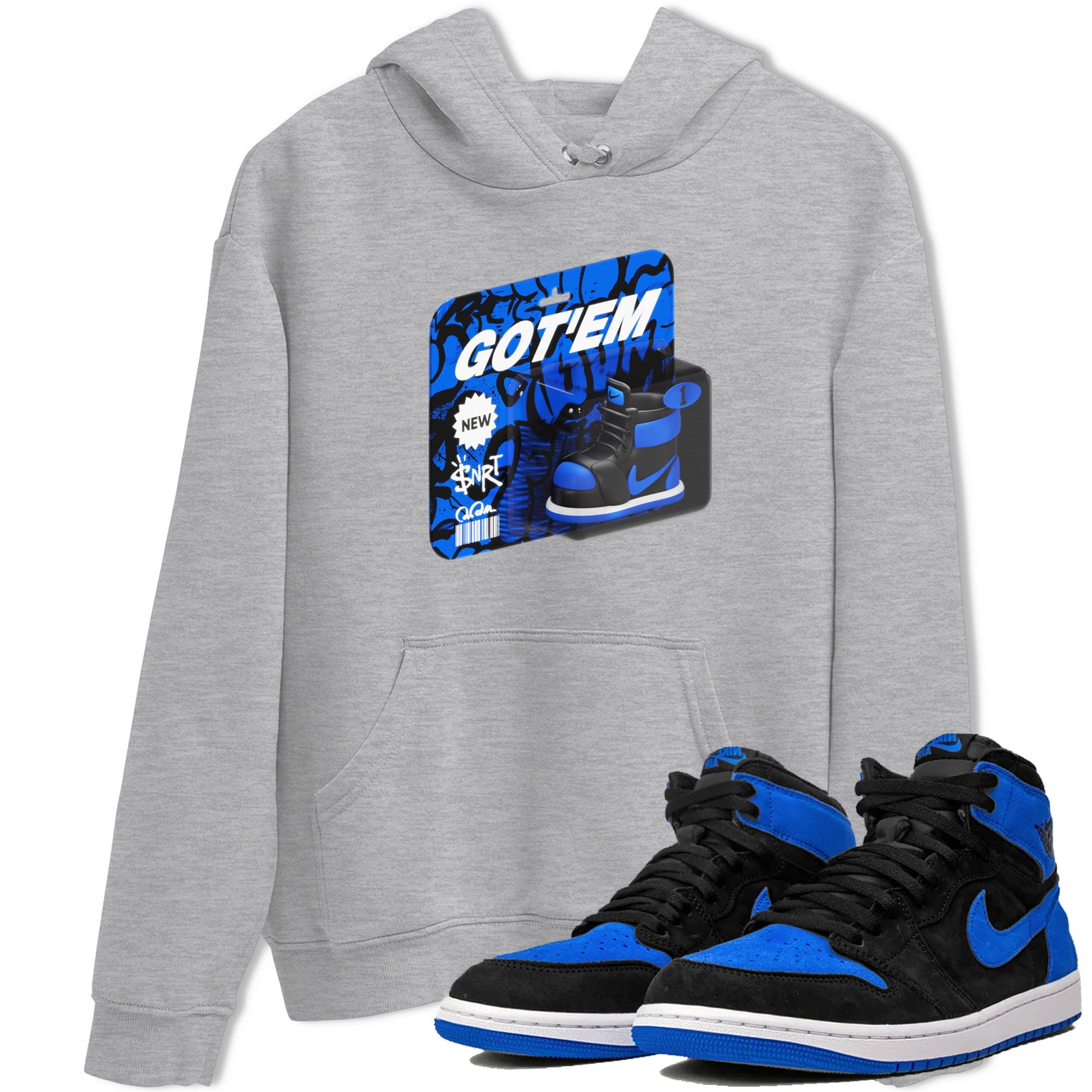 Air Jordan 1 Royal Reimagined shirt to match jordans Vintage Toy Packaging sneaker tees AJ1 Royal Reimagined SNRT Sneaker Release Tees Unisex Heather Grey 1 T-Shirt