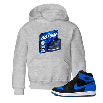 Air Jordan 1 Royal Reimagined shirt to match jordans Vintage Toy Packaging sneaker tees AJ1 Royal Reimagined SNRT Sneaker Release Tees Baby Toddler Heather Grey 1 T-Shirt