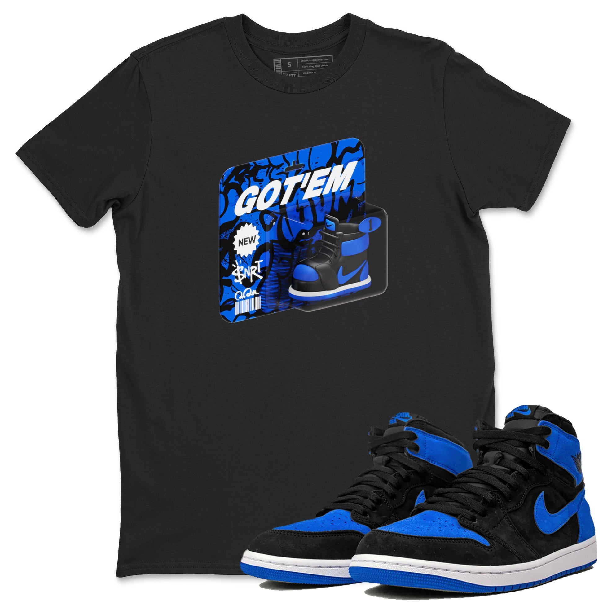 Air Jordan 1 Royal Reimagined shirt to match jordans Vintage Toy Packaging sneaker tees AJ1 Royal Reimagined SNRT Sneaker Release Tees Unisex Black 1 T-Shirt