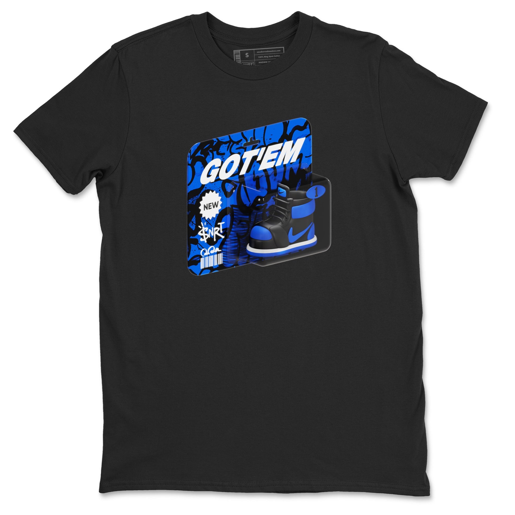 Air Jordan 1 Royal Reimagined shirt to match jordans Vintage Toy Packaging sneaker tees AJ1 Royal Reimagined SNRT Sneaker Release Tees Unisex Black 2 T-Shirt