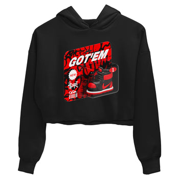 Air Jordan 1 Satin Bred shirt to match jordans Vintage Toy Packaging sneaker tees AJ1 Satin Bred SNRT Sneaker Release Tees Black 2 Crop T-Shirt