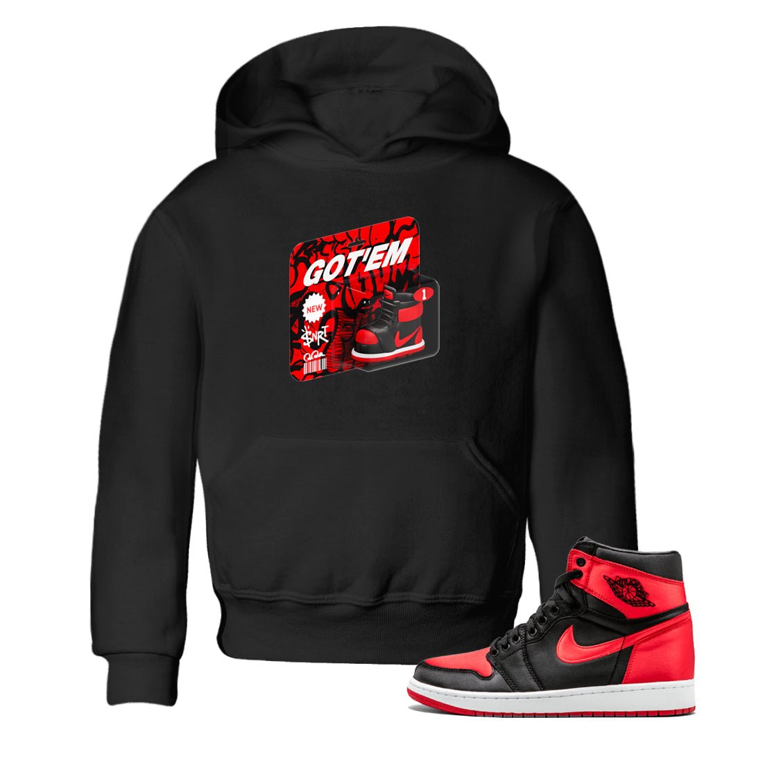 Air Jordan 1 Satin Bred shirt to match jordans Vintage Toy Packaging sneaker tees AJ1 Satin Bred SNRT Sneaker Release Tees Baby Toddler Black 1 T-Shirt
