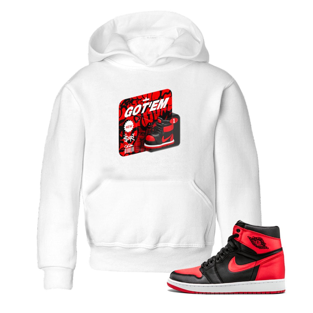 Air Jordan 1 Satin Bred shirt to match jordans Vintage Toy Packaging sneaker tees AJ1 Satin Bred SNRT Sneaker Release Tees Baby Toddler White 1 T-Shirt