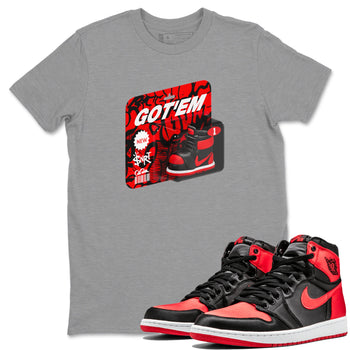 Air Jordan 1 Satin Bred shirt to match jordans Vintage Toy Packaging sneaker tees AJ1 Satin Bred SNRT Sneaker Release Tees Unisex Heather Grey 1 T-Shirt